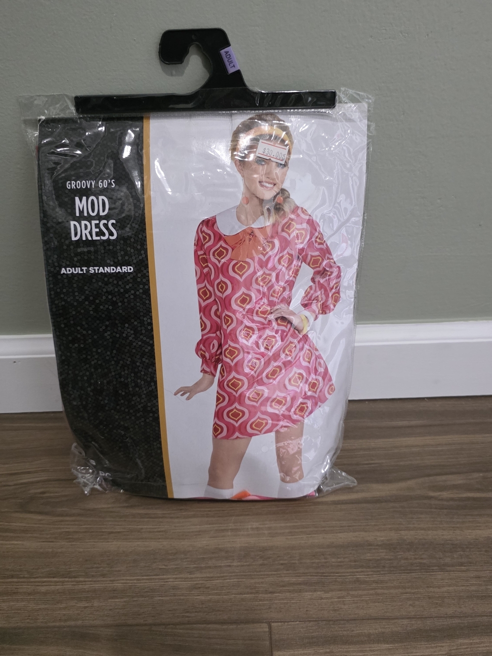 Womens Groovy 60's Mod Dress - Pink Geometric Print